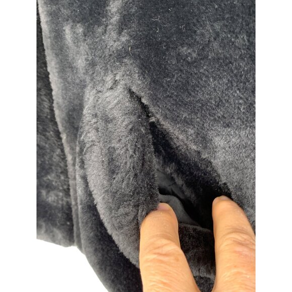 Guess Plush Teddy Cozy  Womens S Black & Beige Faux Fur Jacket Zip Crop RV10318 - Picture 7 of 12